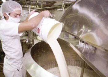 empleados de la fbrica de lacteos san julian, de sonsonate, elaboran