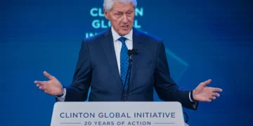 Former U.S. President Bill Clinton speaks during the Clinton Global Initiative, on Wednesday, Sept. 24, 2025, in New York. (AP Photo/Andres Kudacki)