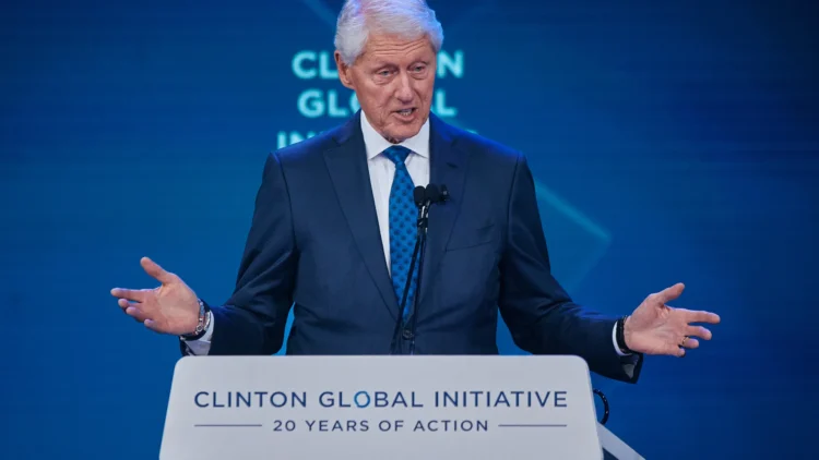 Former U.S. President Bill Clinton speaks during the Clinton Global Initiative, on Wednesday, Sept. 24, 2025, in New York. (AP Photo/Andres Kudacki)